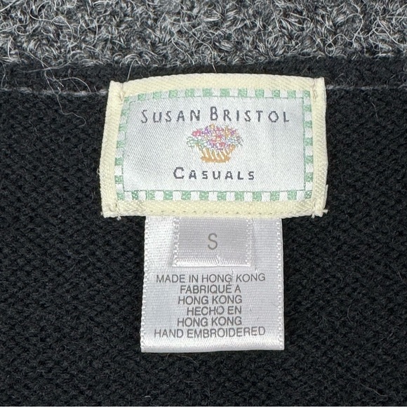 SUSAN BRISTOL Wool/Alpaca Knit Blend Embroidered Detailed Zip-Up Vest - Picture 7 of 9